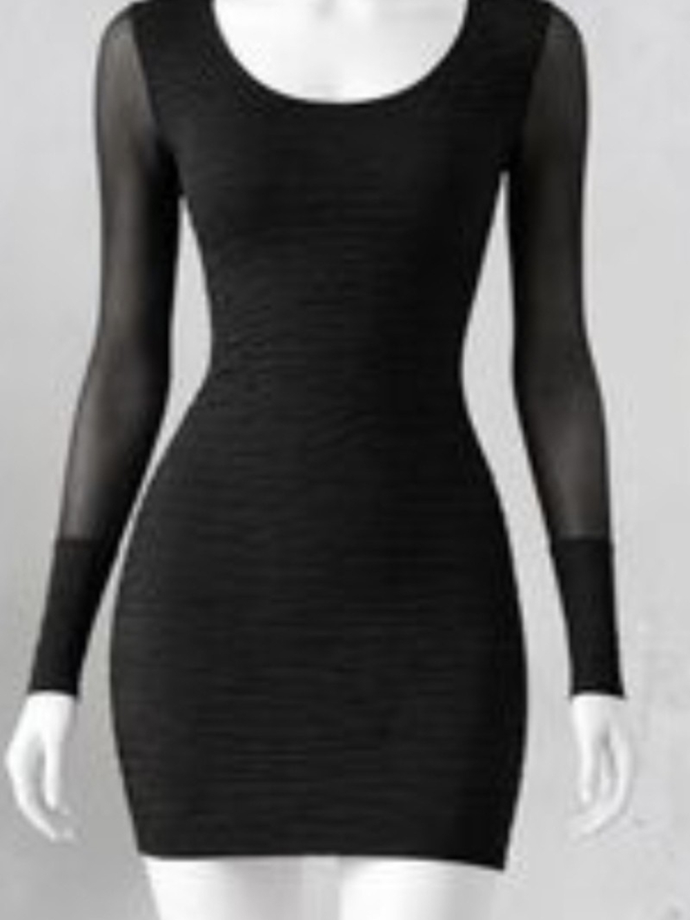 Sugar & Spice Black Mesh Sleeve Bodycon Dress Y2K Textured Size S